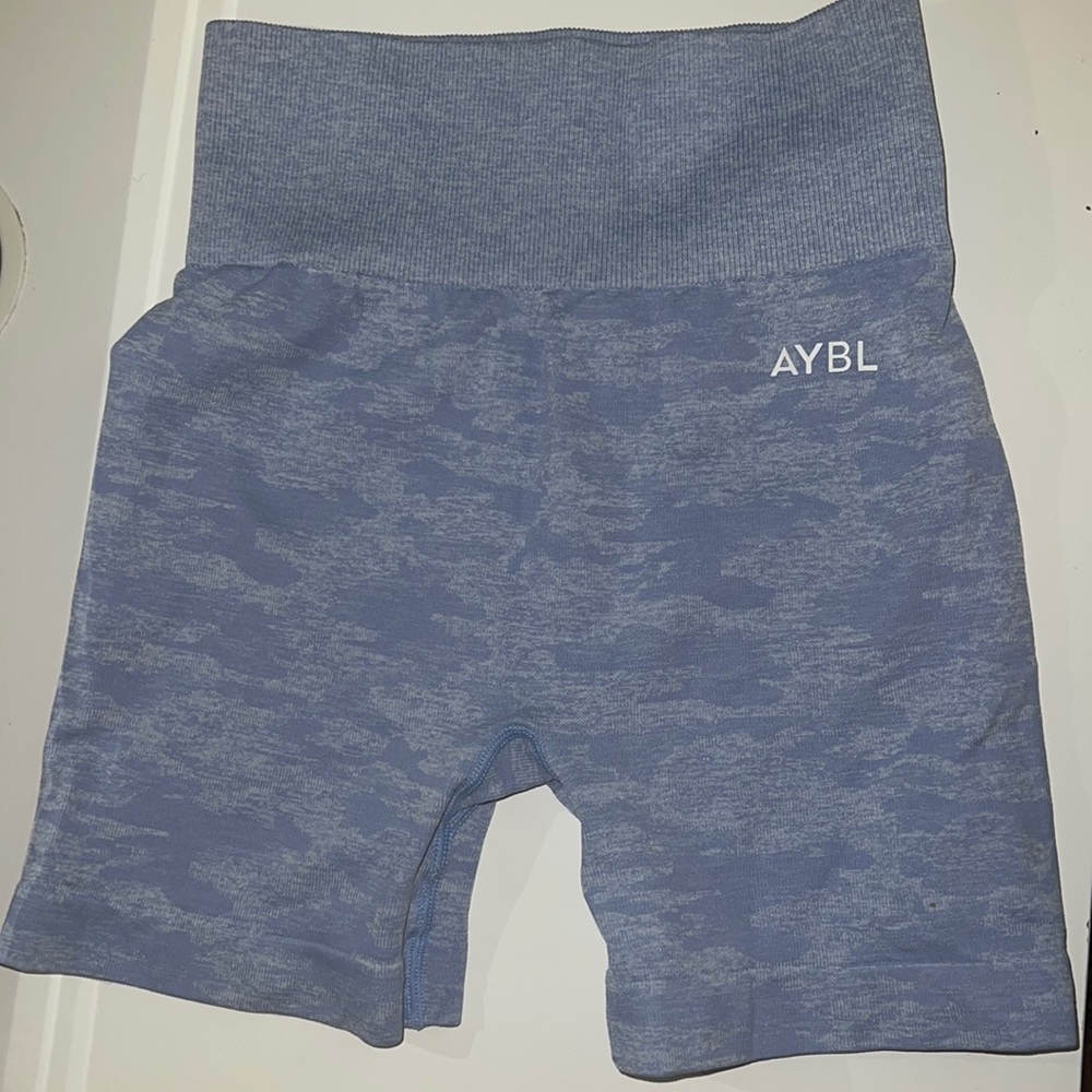 Adorable AYBL workout blue and white shorts!